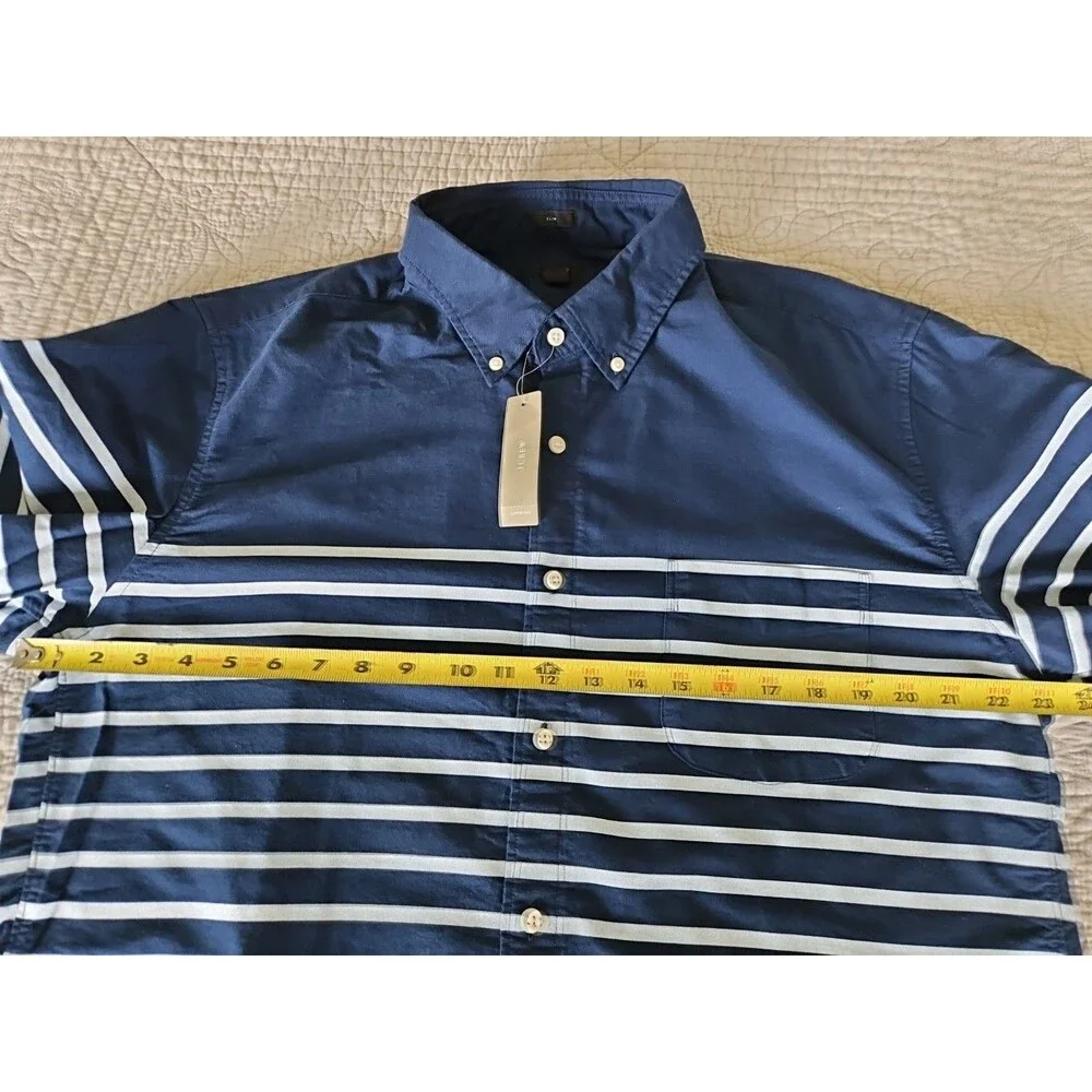 J.Crew Oxford Shirt Men's Blue White Stripe Button-Down Size XL NWT Preppy Yacht